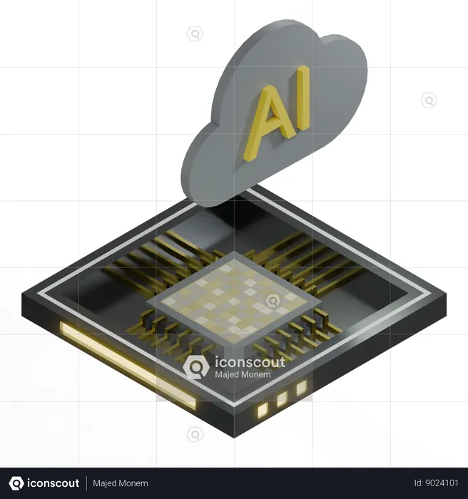 AI Cloud Chip Architecture Processor  3D Icon