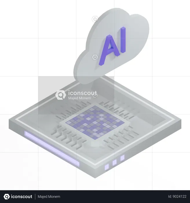 AI Cloud Chip Architecture Processor  3D Icon