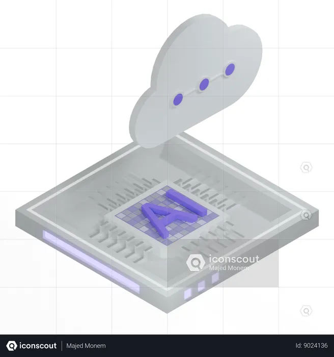 AI Cloud Chip Architecture Processor  3D Icon