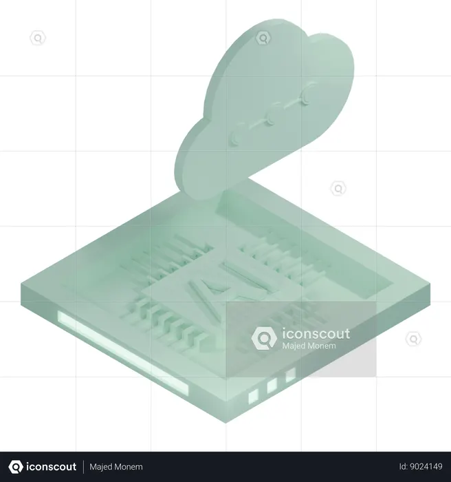 AI Cloud Chip Architecture Processor  3D Icon