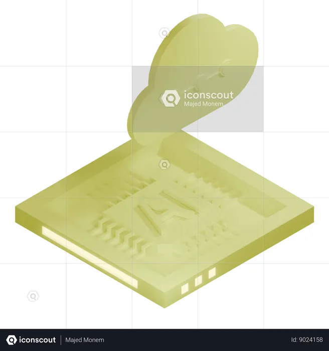 AI Cloud Chip Architecture Processor  3D Icon