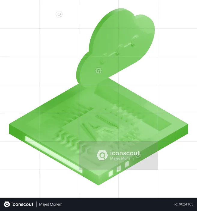 AI Cloud Chip Architecture Processor  3D Icon