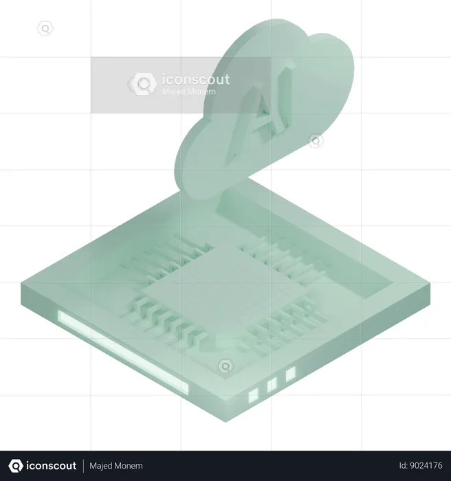 AI Cloud Chip Architecture Processor  3D Icon