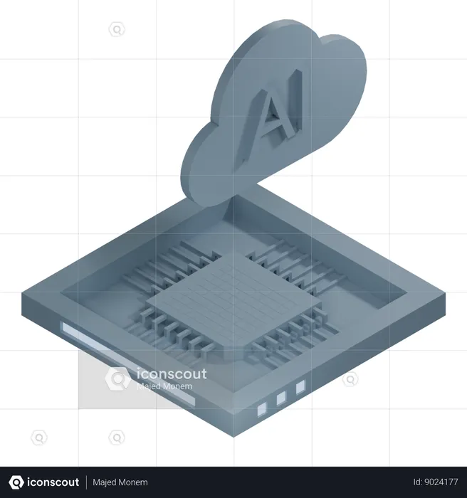 AI Cloud Chip Architecture Processor  3D Icon