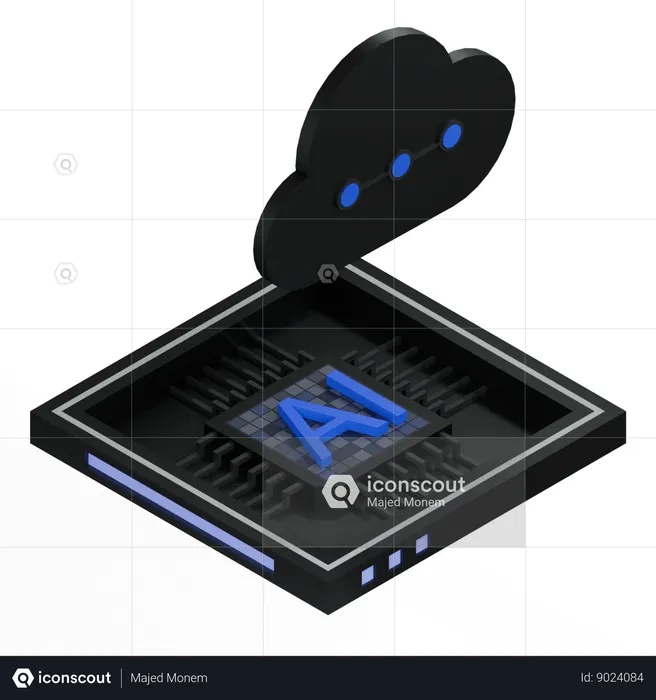 AI Cloud Chip Architecture Processor  3D Icon