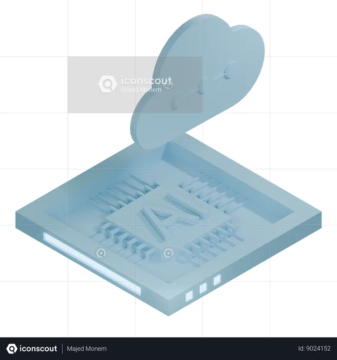 AI Cloud Chip Architecture Processor  3D Icon