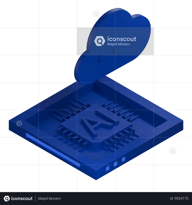 AI Cloud Chip Architecture Processor  3D Icon