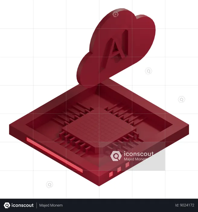 AI Cloud Chip Architecture Processor  3D Icon