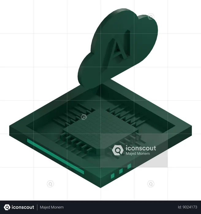 AI Cloud Chip Architecture Processor  3D Icon