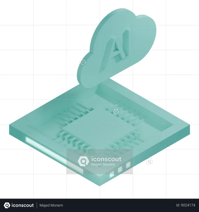 AI Cloud Chip Architecture Processor  3D Icon