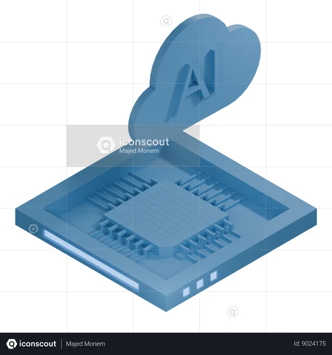 AI Cloud Chip Architecture Processor  3D Icon