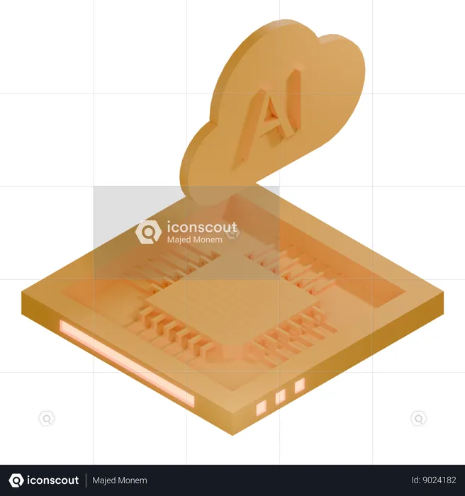 AI Cloud Chip Architecture Processor  3D Icon