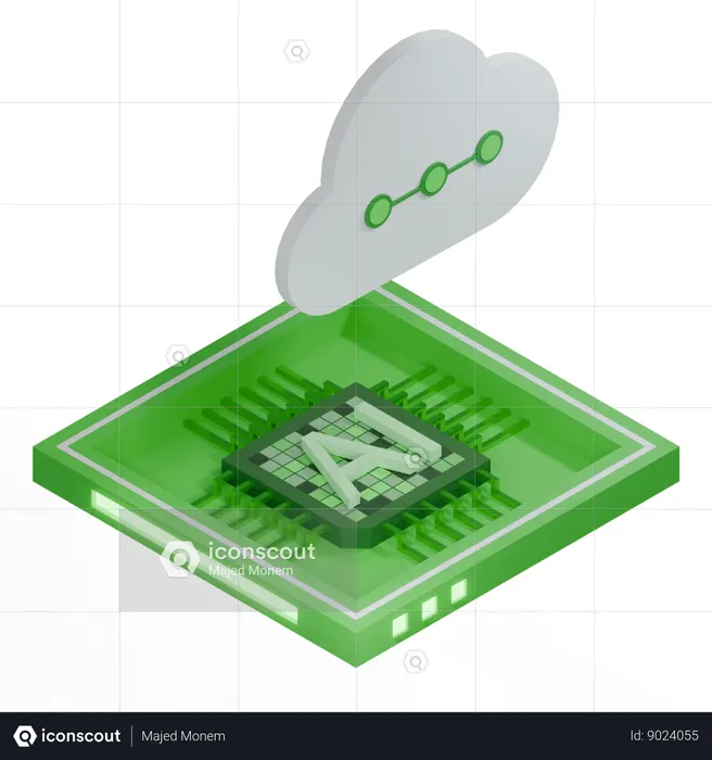 AI Cloud Chip Architecture Processor  3D Icon