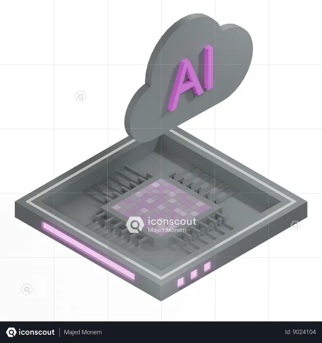 AI Cloud Chip Architecture Processor  3D Icon