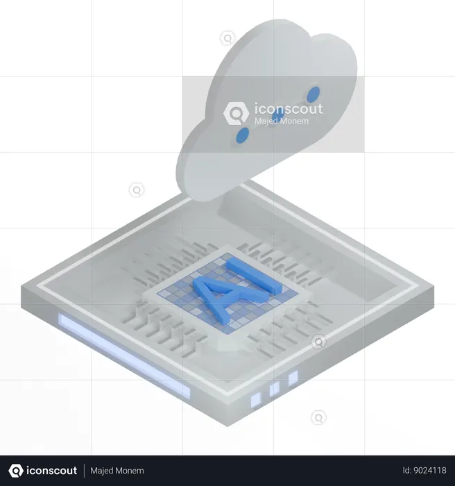 AI Cloud Chip Architecture Processor  3D Icon