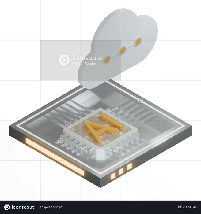 AI Cloud Chip Architecture Processor  3D Icon