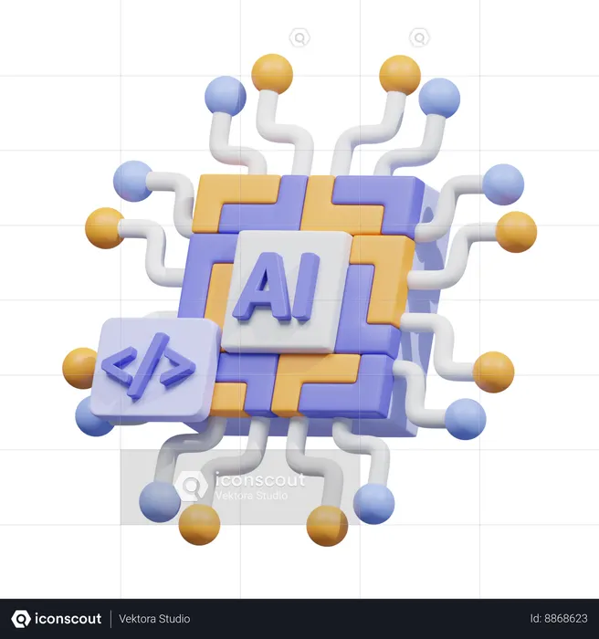 Ai coding processor  3D Icon