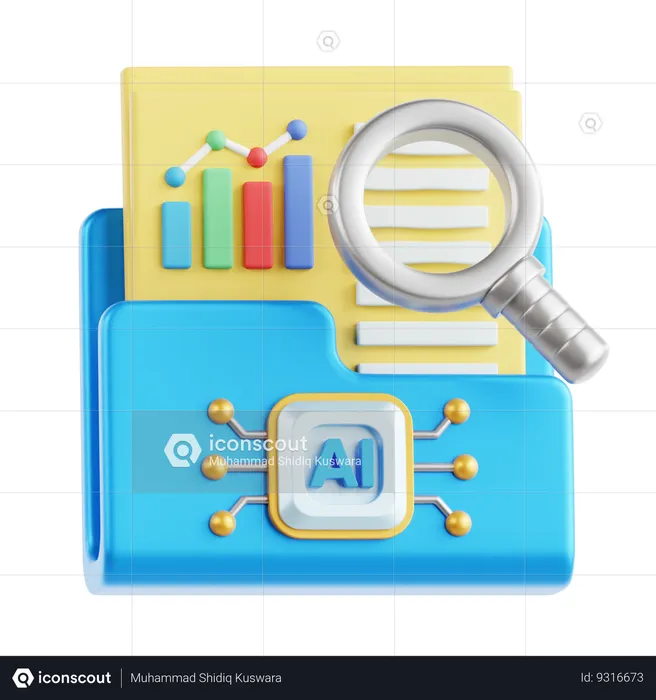 AI Data Search  3D Icon