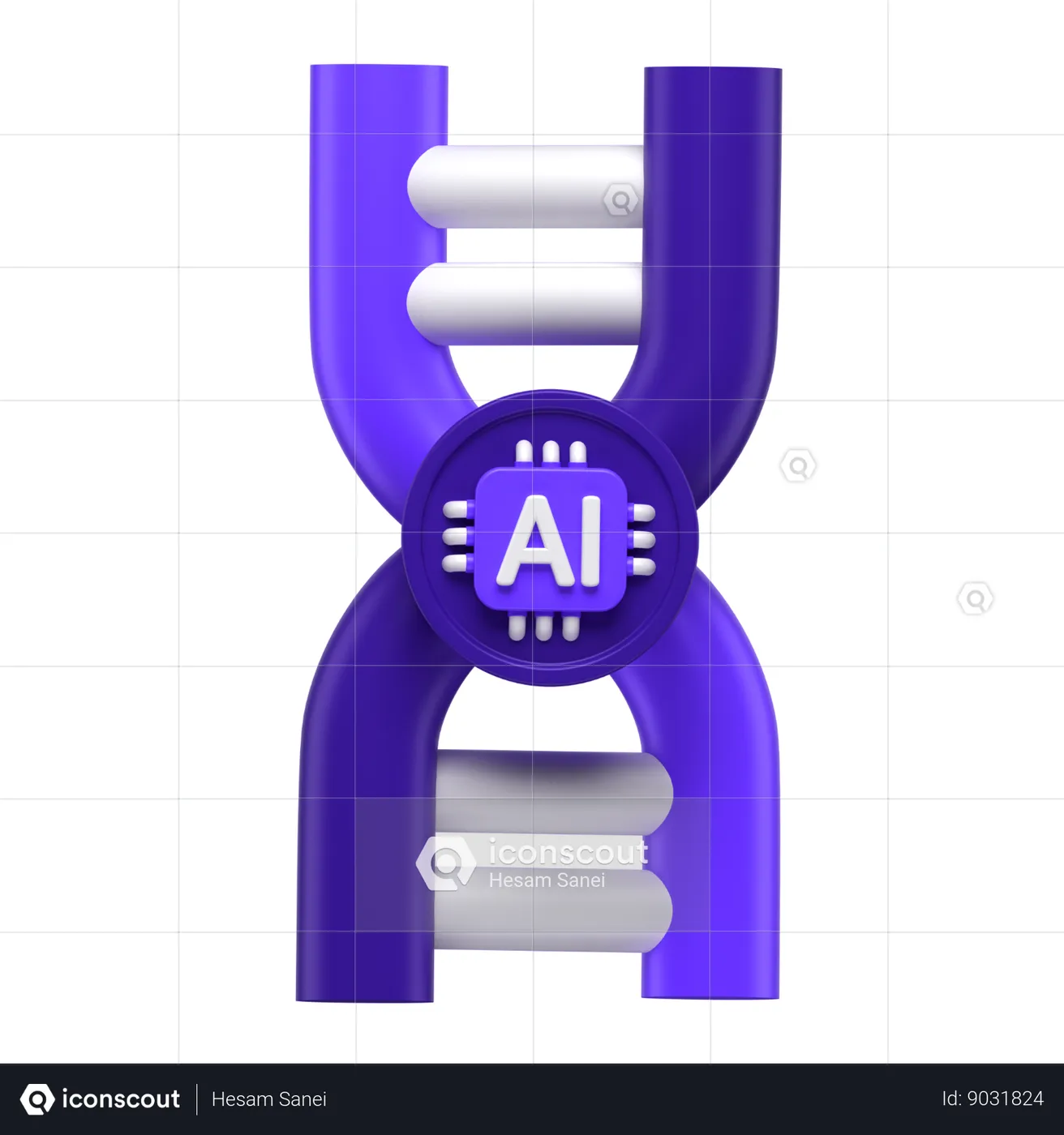 Ai Dna 3D Icon download in PNG, OBJ or Blend format