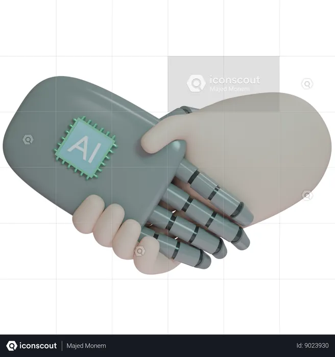 Ai Hand Shake With Human  3D Icon