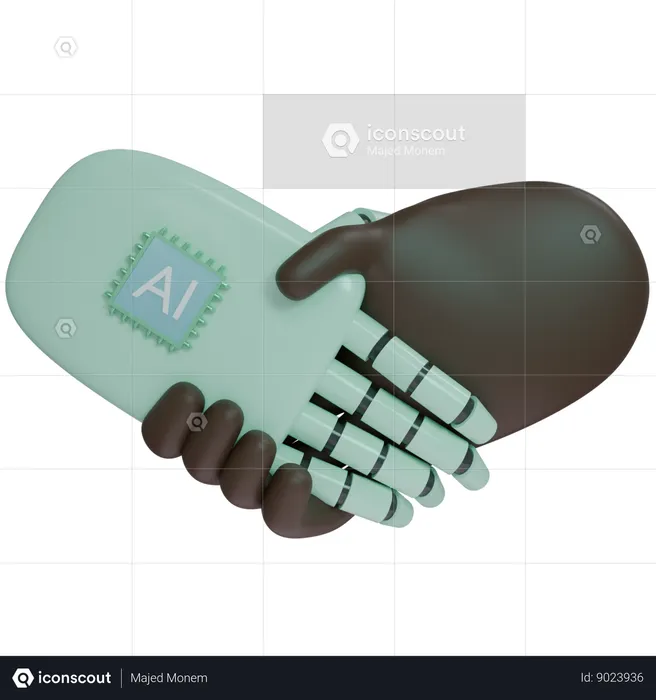 Ai Hand Shake With Human Hand  3D Icon