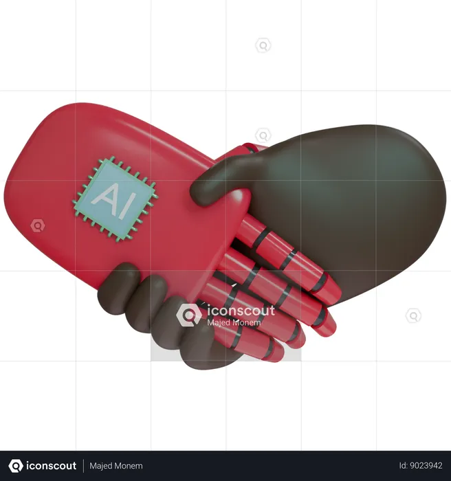 Ai Hand Shake With Human Hand  3D Icon