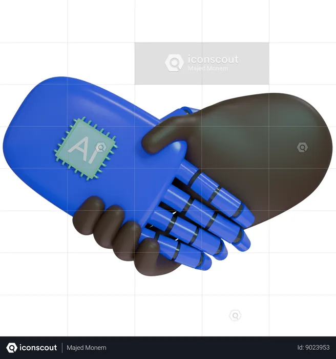 Ai Hand Shake With Human Hand  3D Icon