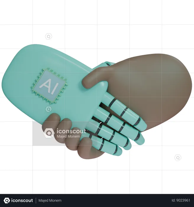 Ai Hand Shake With Human Hand  3D Icon