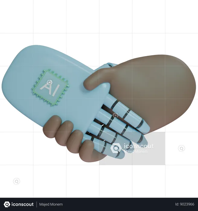 Ai Hand Shake With Human Hand  3D Icon