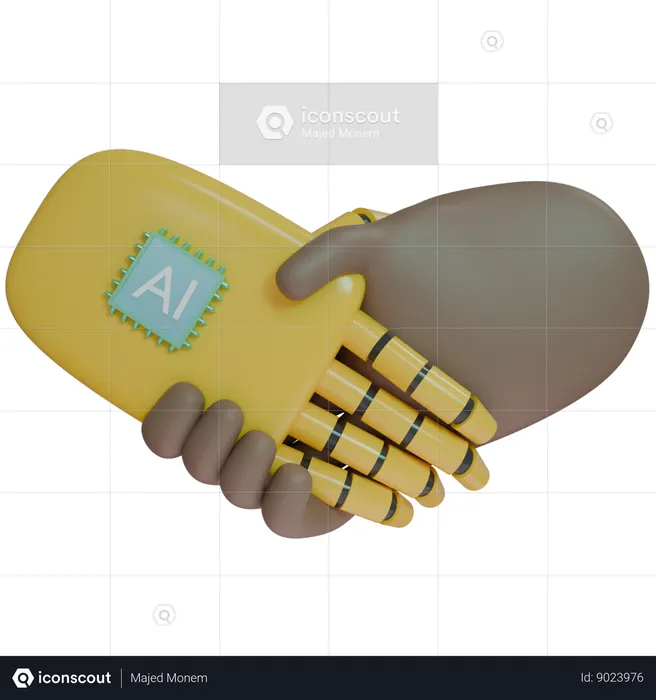 Ai Hand Shake With Human Hand  3D Icon