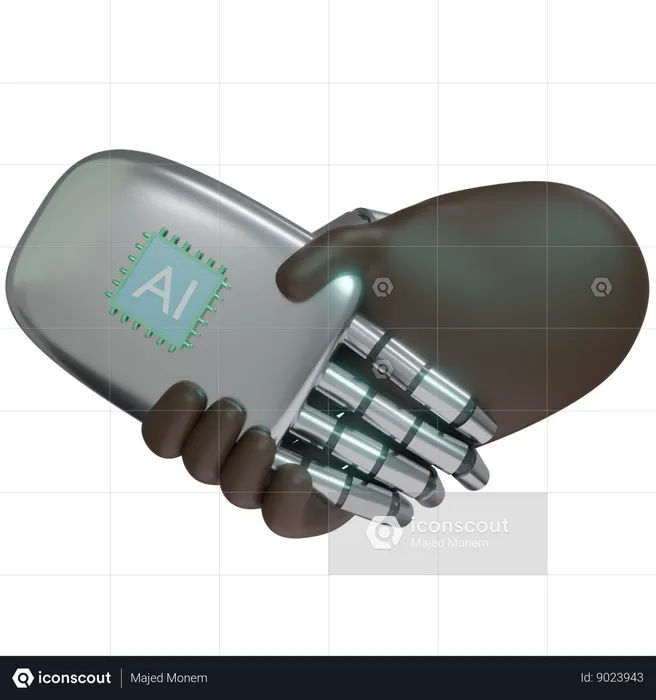 Ai Hand Shake With Human Hand  3D Icon