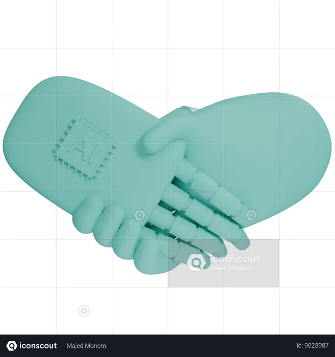 Ai Hand Shake With Human Hand  3D Icon