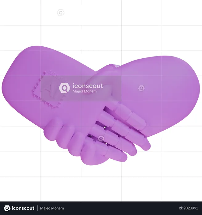 Ai Hand Shake With Human Hand  3D Icon