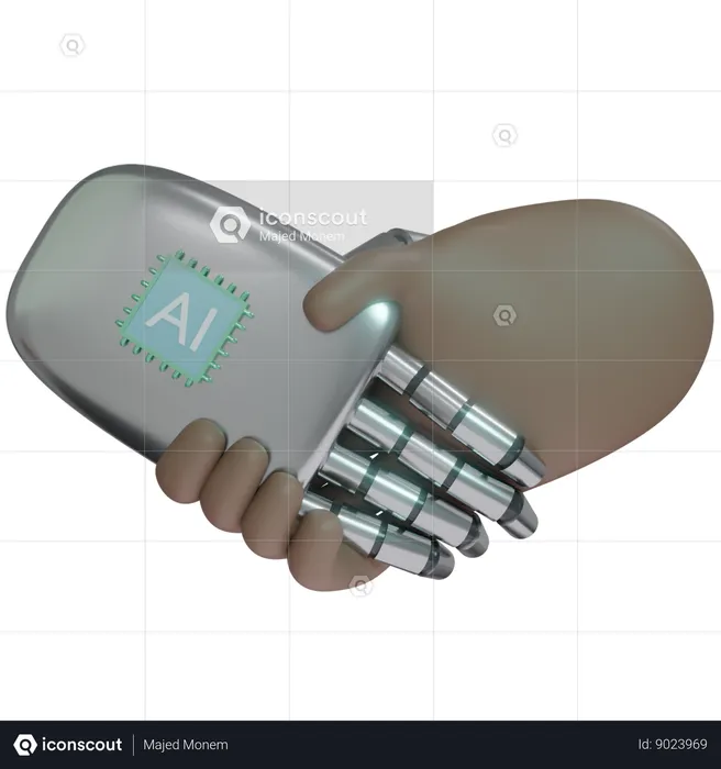 Ai Hand Shake With Human Hand  3D Icon