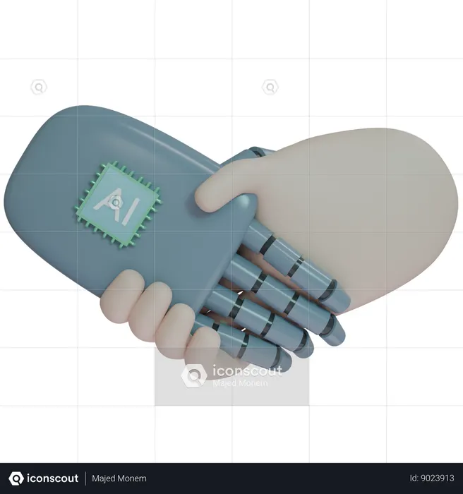 Ai Hand Shake With Human  3D Icon