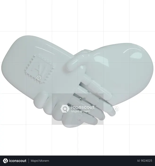 Ai Hand Shake With Human Hand  3D Icon