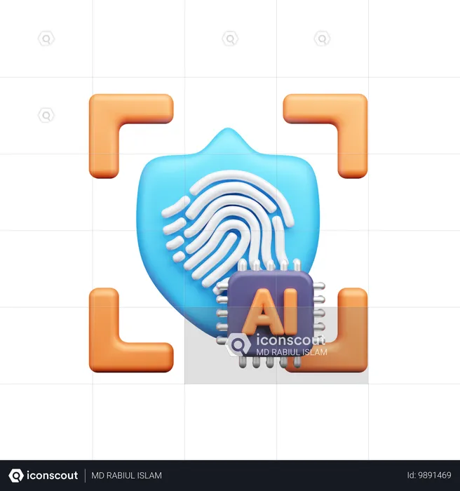 Segurança de impressão digital ai  3D Icon