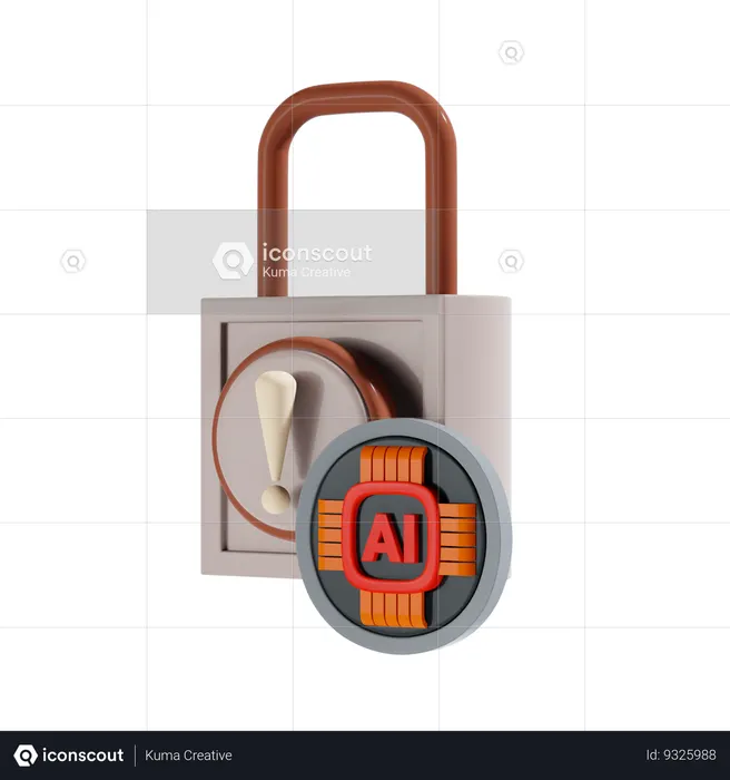 Ai Lock 3D Icon - Science & Technology 3D Icons Circuit Diagram