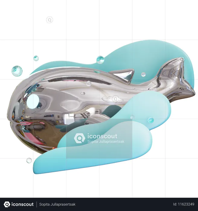 Baleine métallique ai  3D Icon