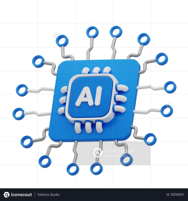 Microchip de IA  3D Icon