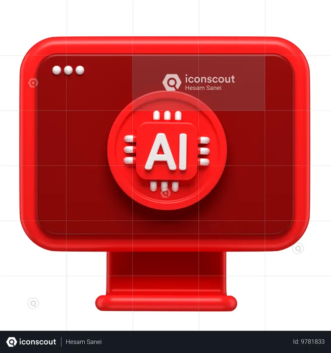 Ai Monitor  3D Icon