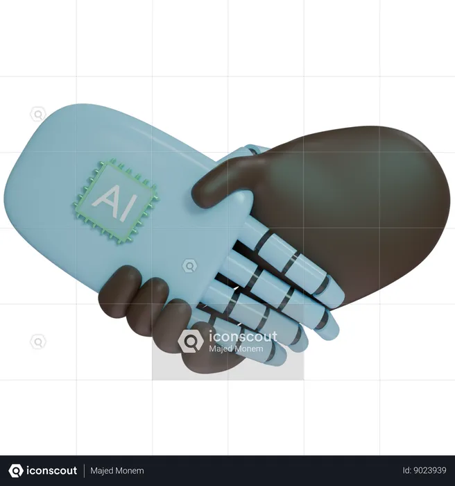 AI Hand Shake avec la main humaine  3D Icon