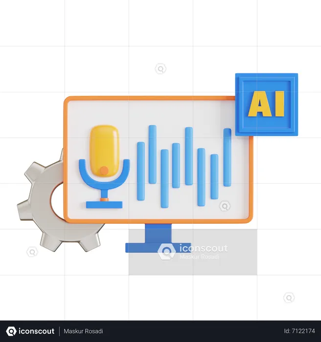 IA de reconhecimento de voz  3D Icon