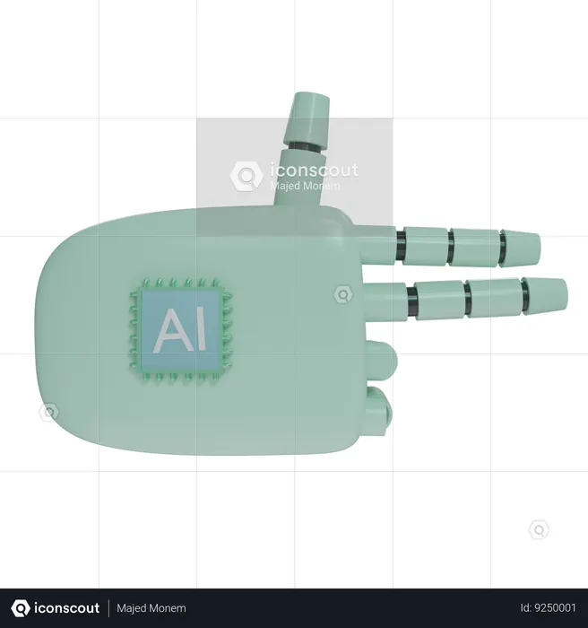 Mão de robô AI disparando MintGreen  3D Icon