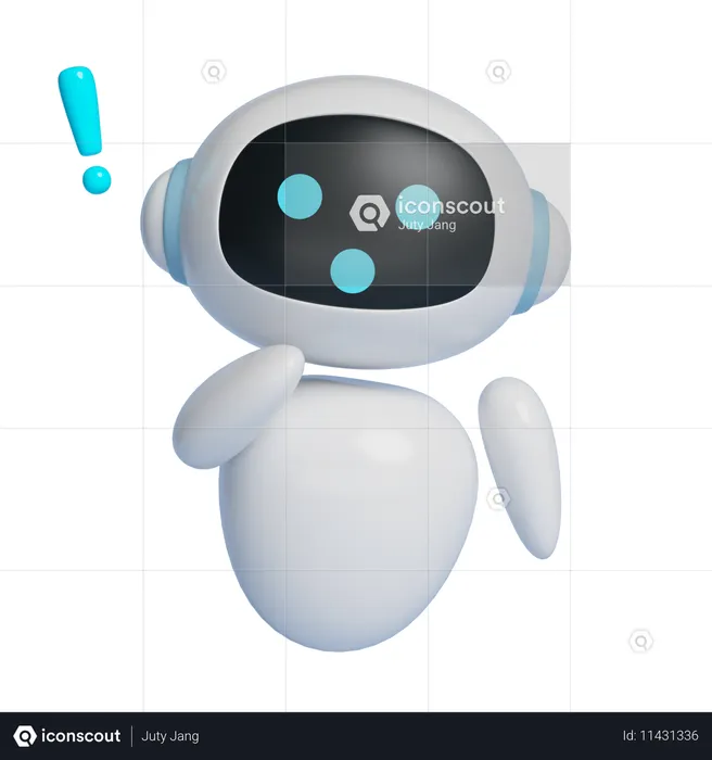 Ai Robot Character With Enlightened Expression  3D Icon