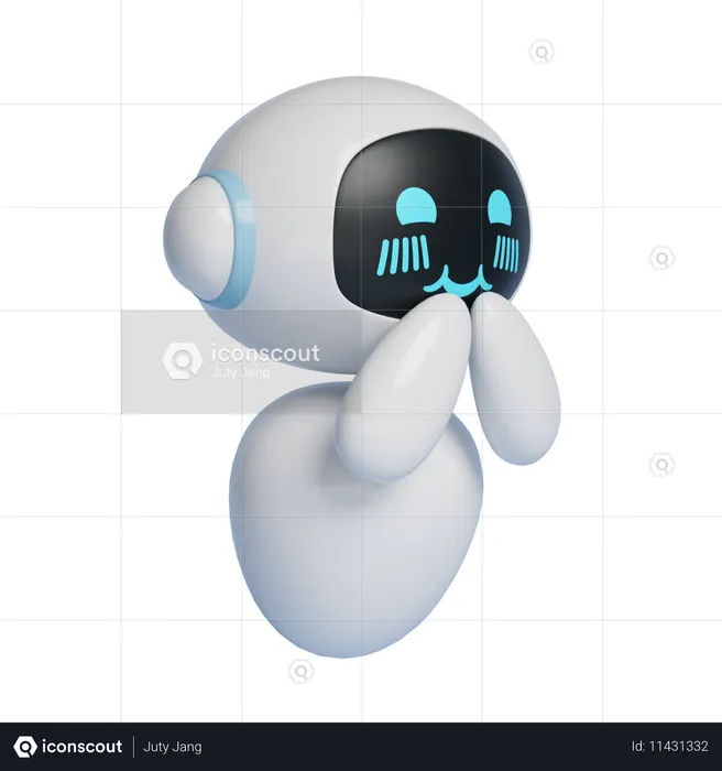 Ai Robot Character With Shy Expression 3 D Graphics  3D Icon