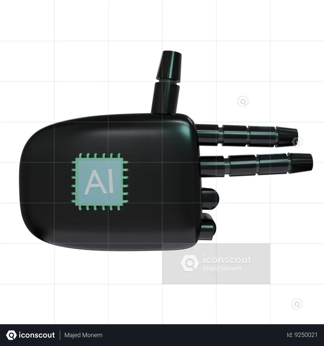 AI Robot Hand Firing Black  3D Icon