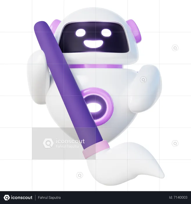 Robô Ai esfregando o chão  3D Icon