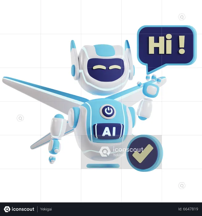 Ai Robot Say Hi  3D Illustration