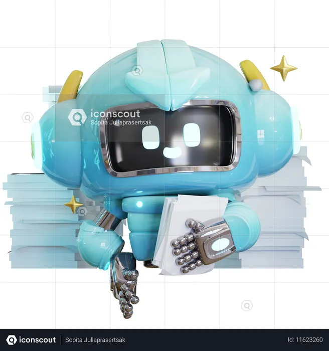 문서 파일이 있는 ai 로봇  3D Icon